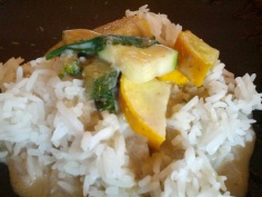 Thai Green curry seeping into the rice