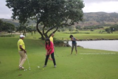 Check out my shot – I'm right at the back – clean swing I say! I have potential?